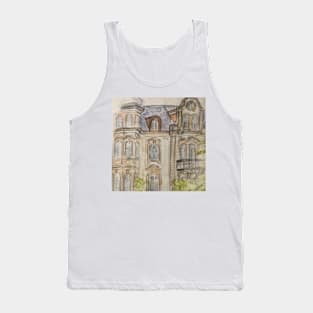 Vintage old house/ building traditional art watercolor/ Aquarell/ pencil drawing Tank Top